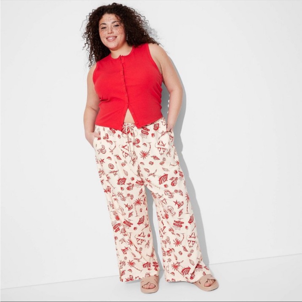 Wild Fable Red and Cream Patterned Pants
